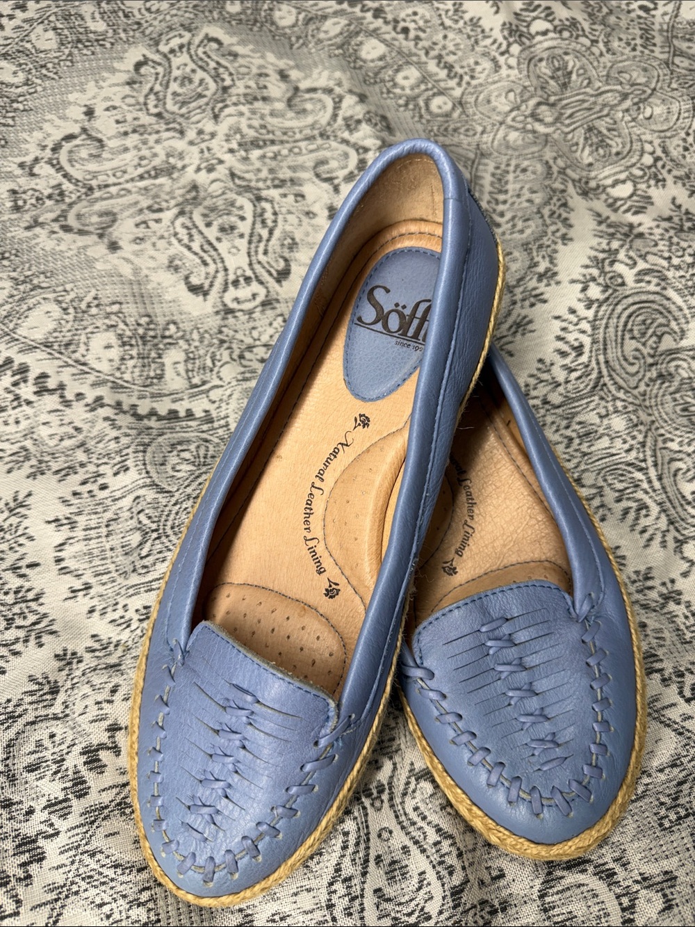 Sofft Light Blue Woven Leather Loafers - 6